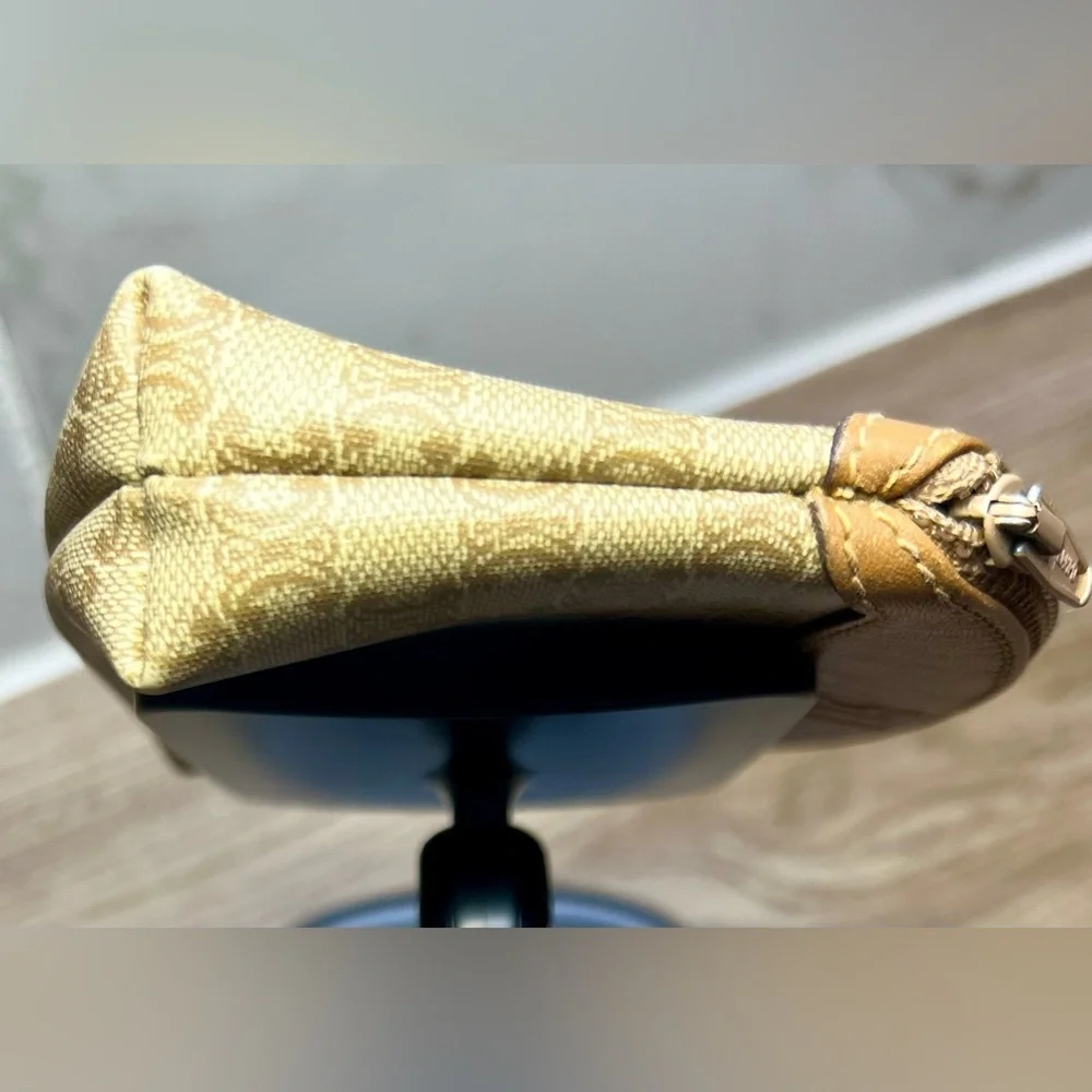 Celine Tan and Cream Cosmetic Bag with Monogram Pattern